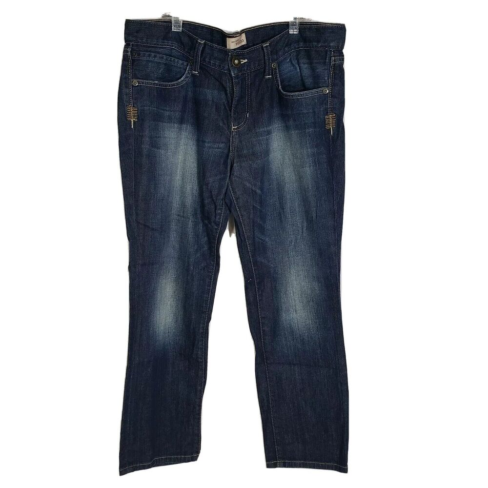 GAP Jeans Womens Sz 10/30 Dark Wash Faded Straight Leg 5 Pocket Low Rise